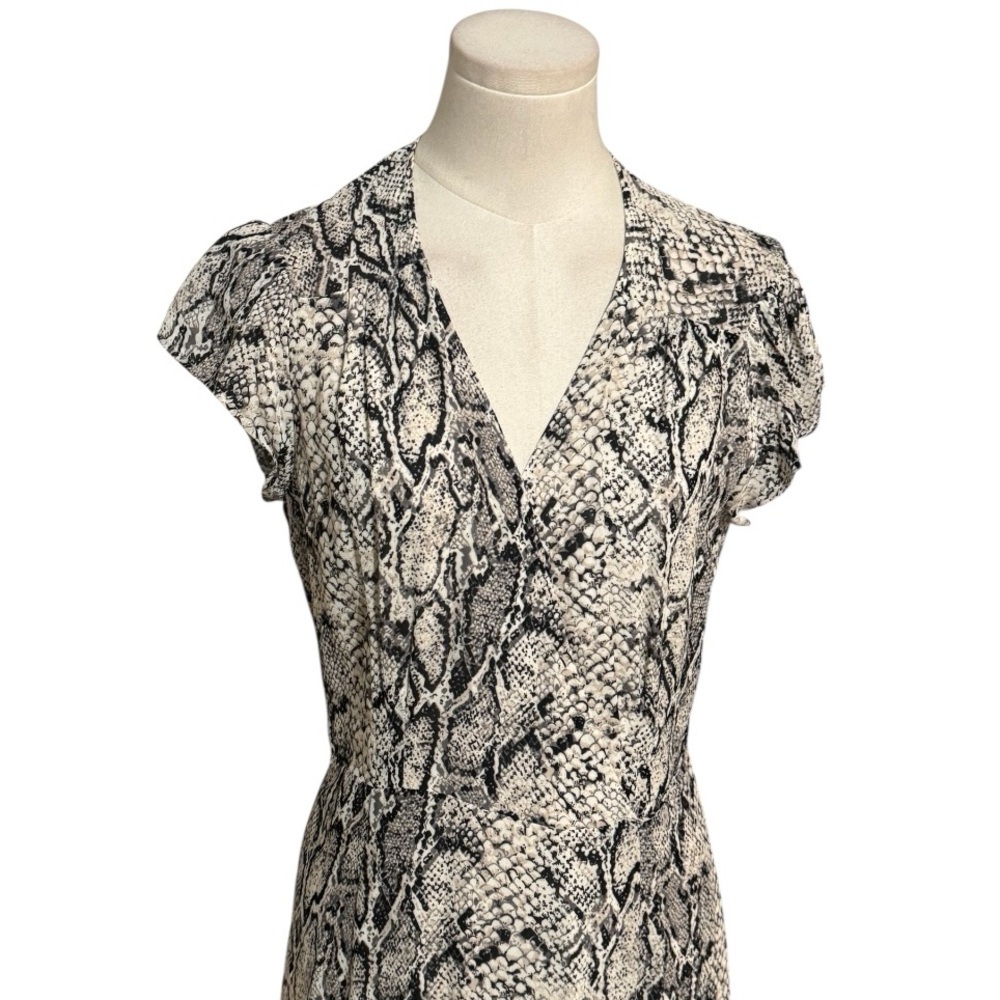 REFORMATION Black White Midi Dress Carin Rattlesnake Snakeskin Animal Print M - Picture 8 of 11
